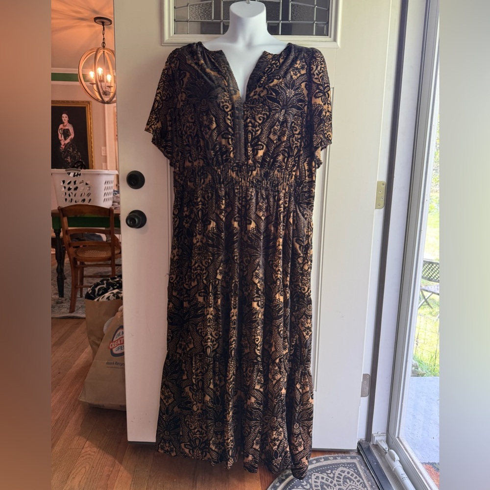 Anthropologie The Somerset Velvet Overlay Maxi Dress